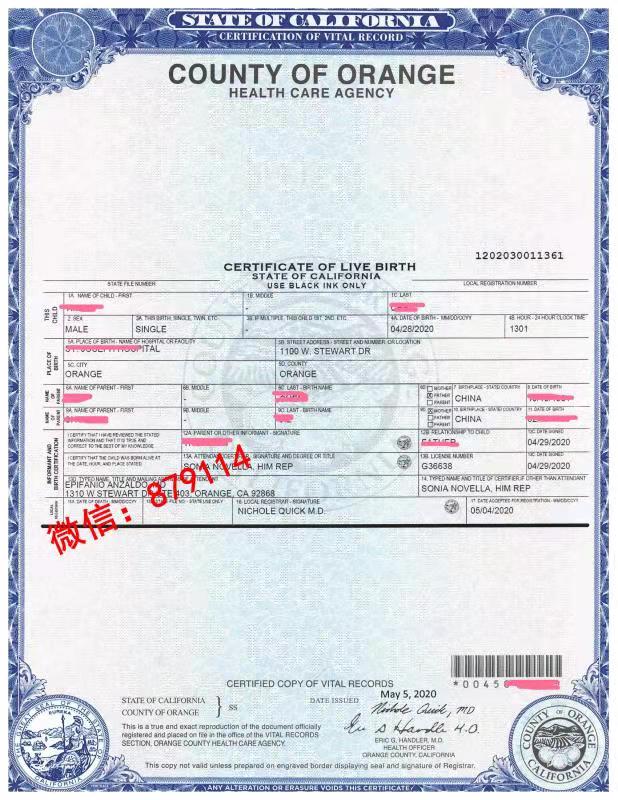 Alaska 阿拉斯加州 美国出生纸（Birth Certificate）